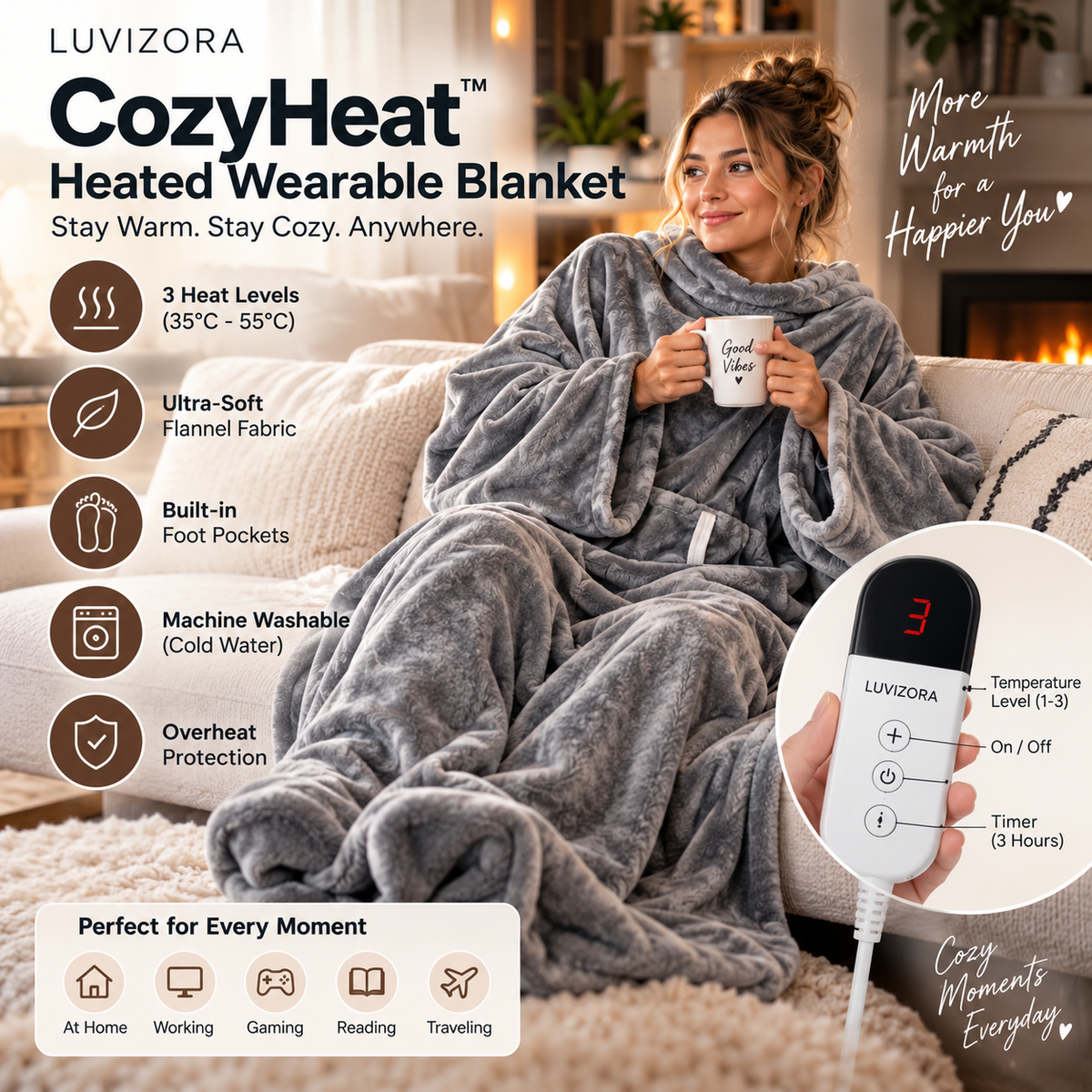 LUVIZORA CozyHeat™ Heated Wearable Blanket